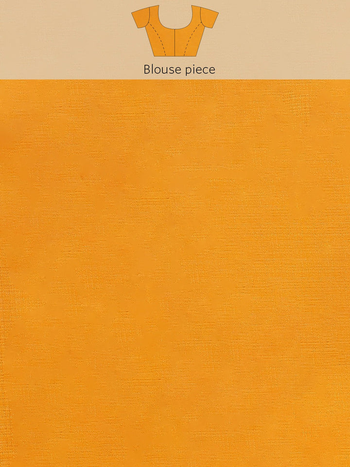 Mustard Banarasi Silk  Saree with Resham Embroidery  & Brocade Border