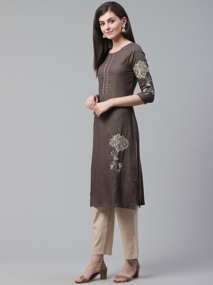 Made to Measure Embellished Kurta Set With Mirror Work and Floral Resham Embroidery