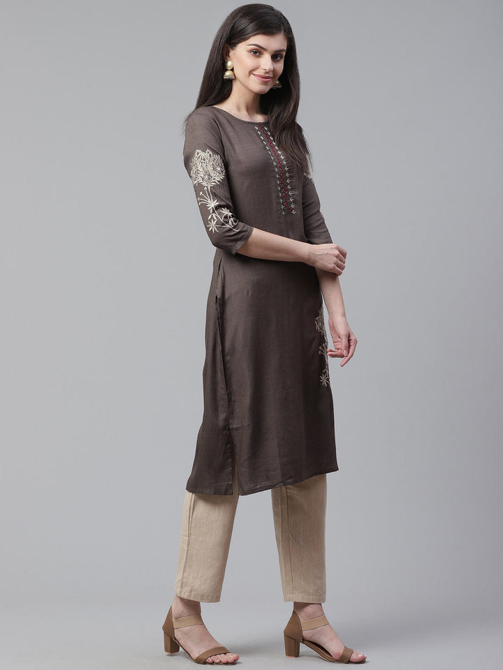 Made to Measure Embellished Kurta Set With Mirror Work and Floral Resham Embroidery