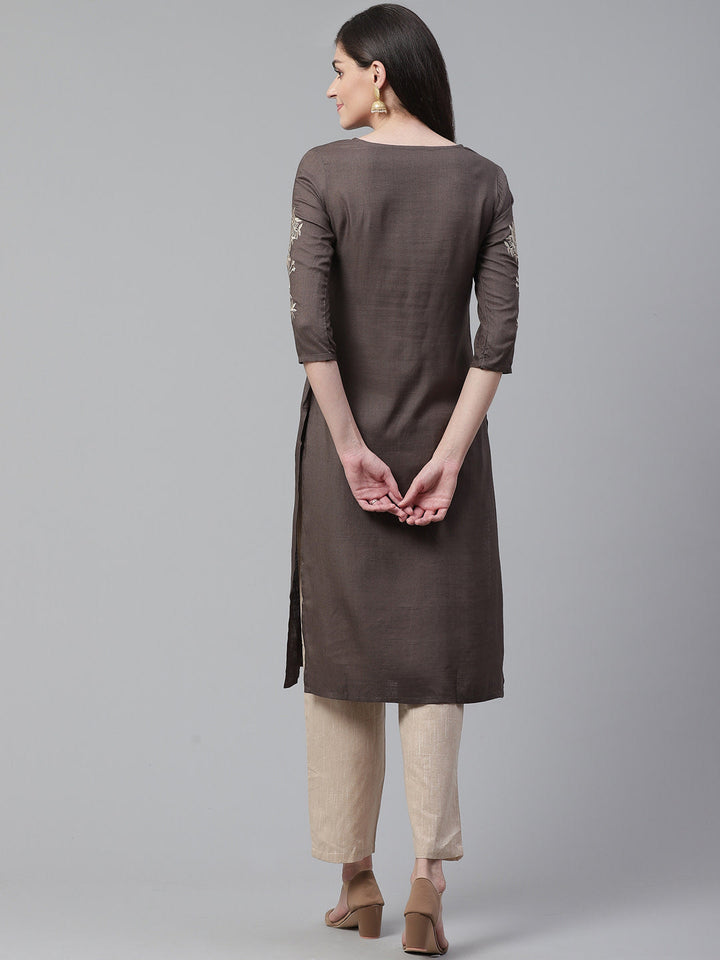 Made to Measure Embellished Kurta Set With Mirror Work and Floral Resham Embroidery