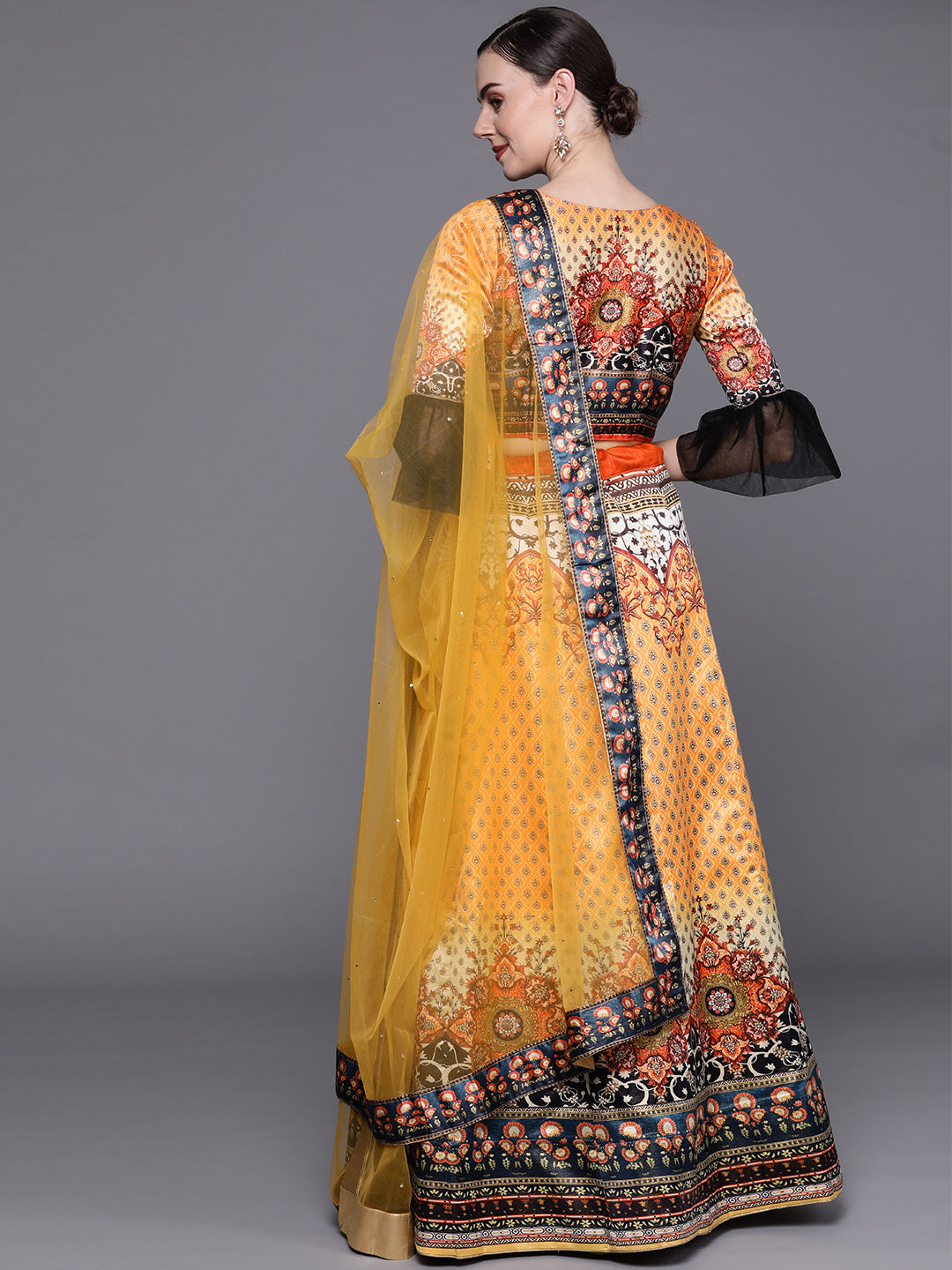 Semi-stitched Digital Print Lehenga Set