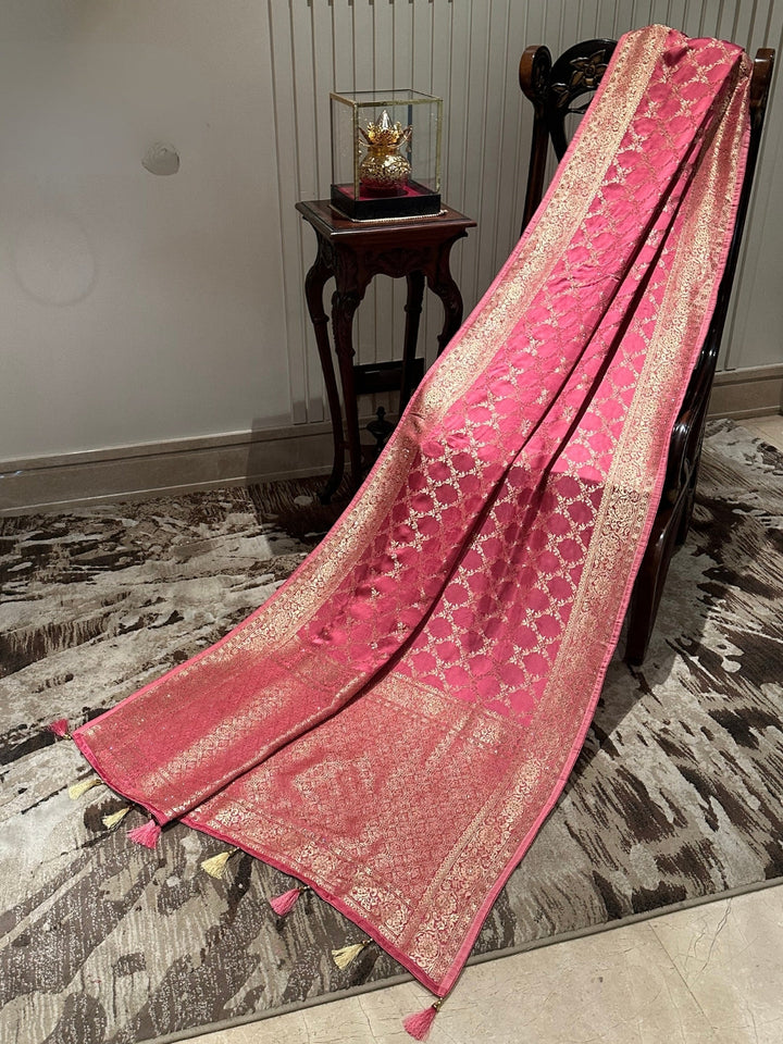 Graceful Pink Silk Saree