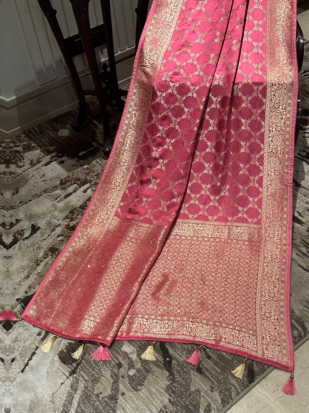 Graceful Pink Silk Saree