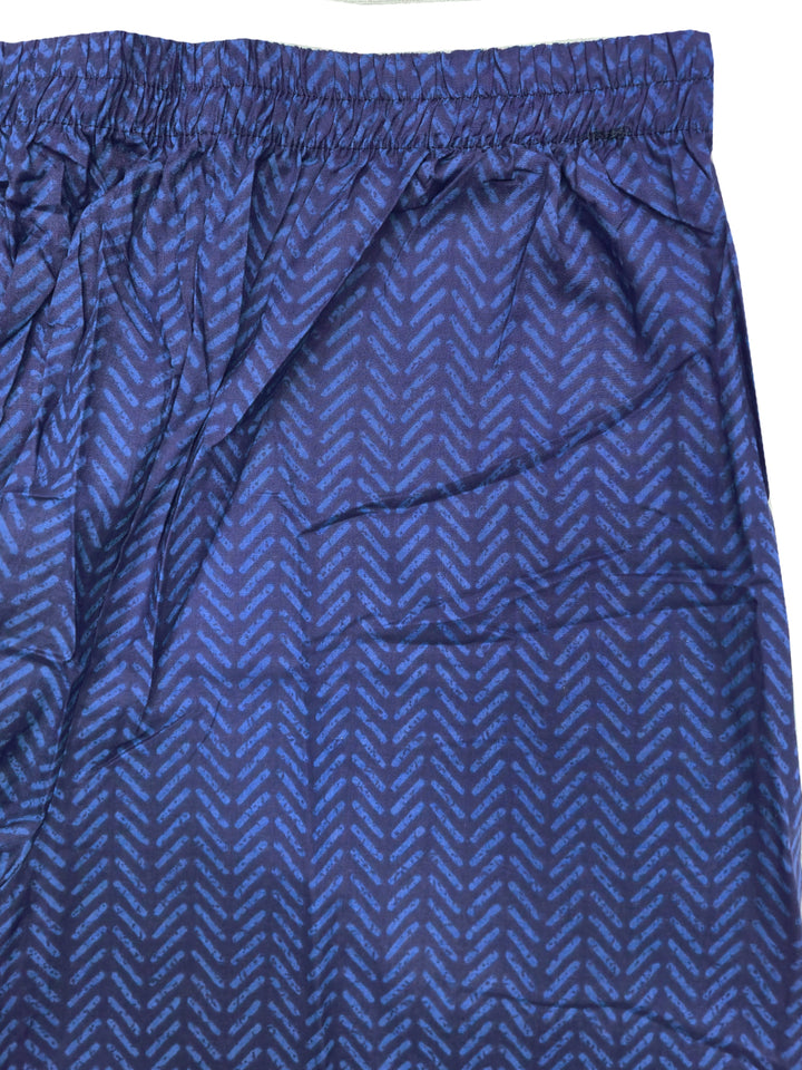 Indigo Hand Block Print Anarkali Kurta Pallazo Set with Floral Chevron Patterns