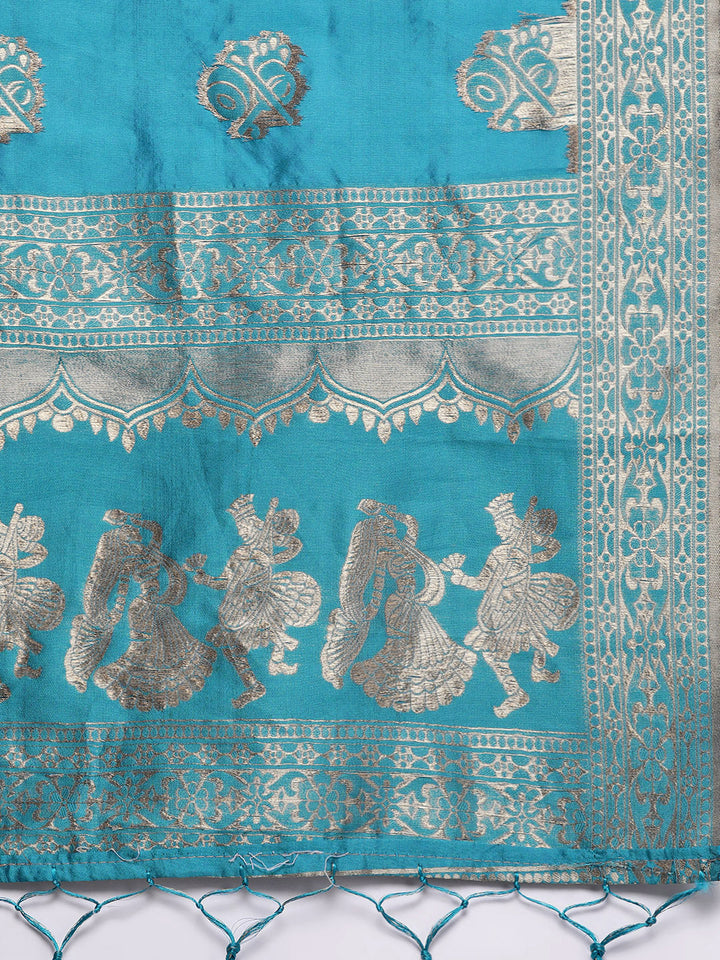 Pink Semi Stitched Banarasi Brocade Silk Lehenga Choli with Zari & Resham Elephant Motifs