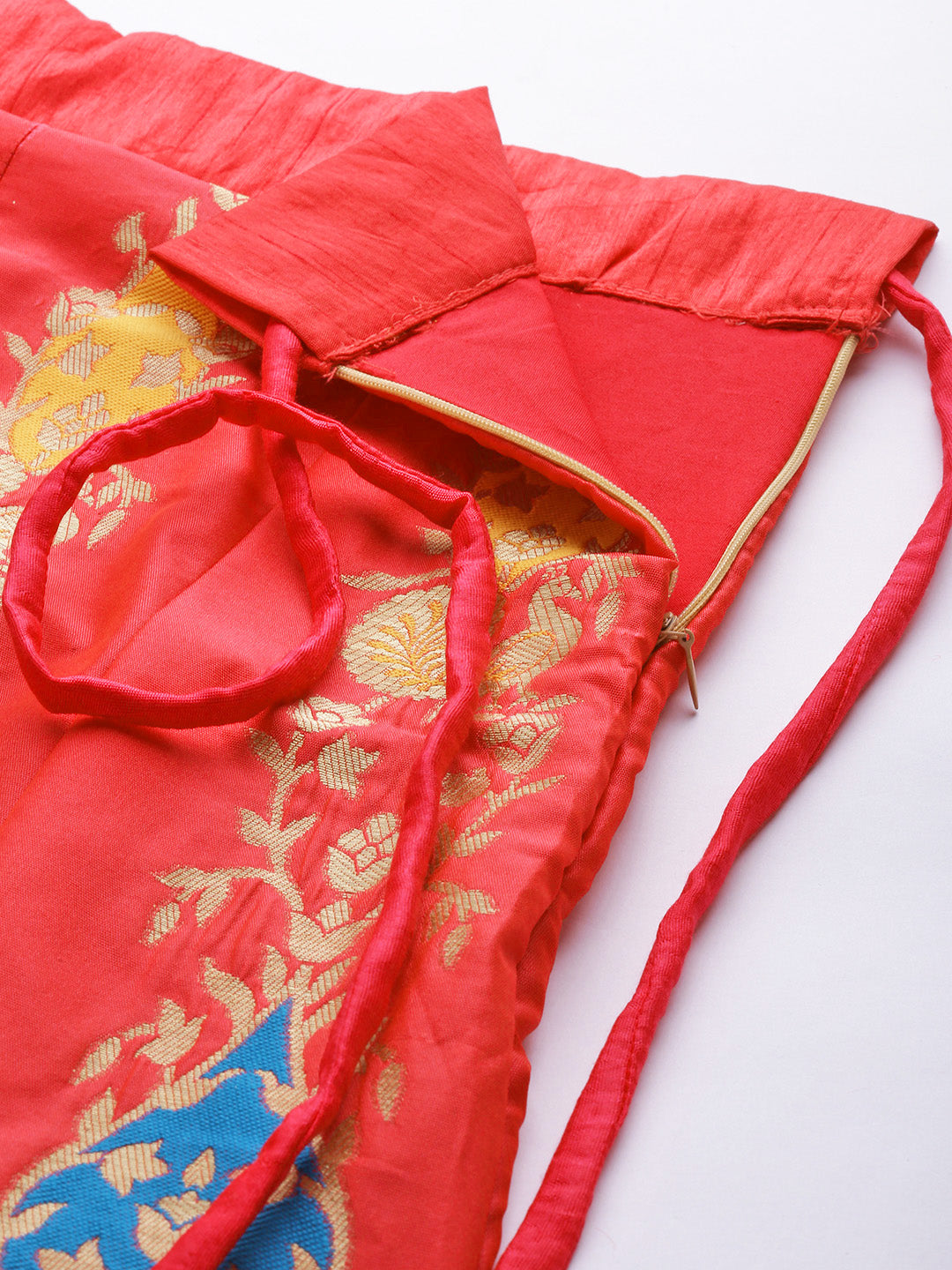 Pink Semi Stitched Banarasi Brocade Silk Lehenga Choli with Zari & Resham Elephant Motifs