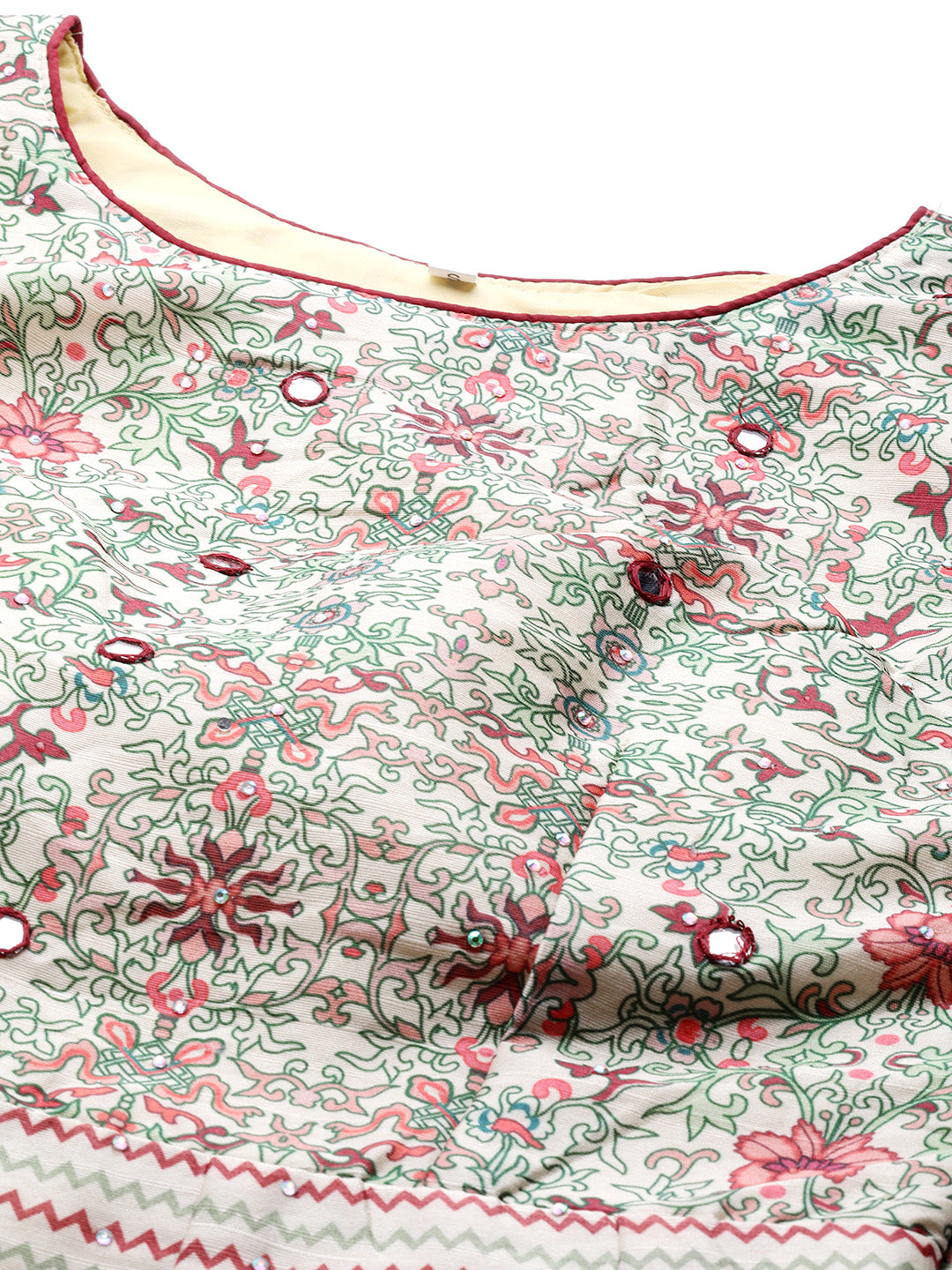 Anarkali Cocktail Gown with Bohemian Print in summer floral pattern
