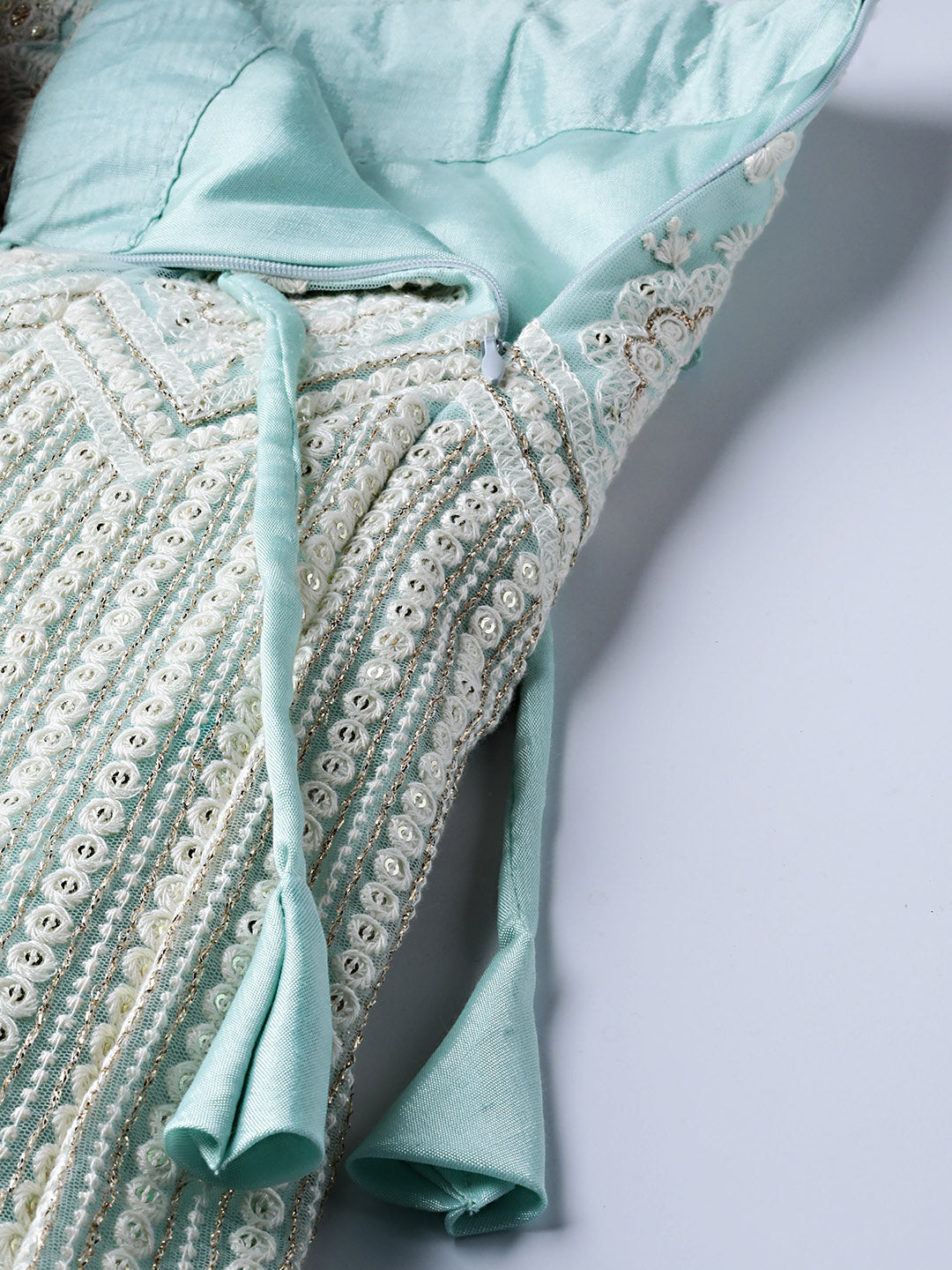 Chikankari Embroidered Lehenga with Jacket style Bell Sleeve Crop Top