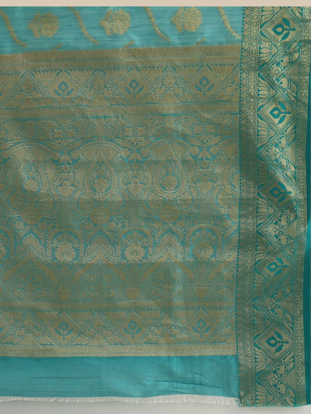 Floral Banarasi Silk Saree with Zari woven pattern Contrast Border
