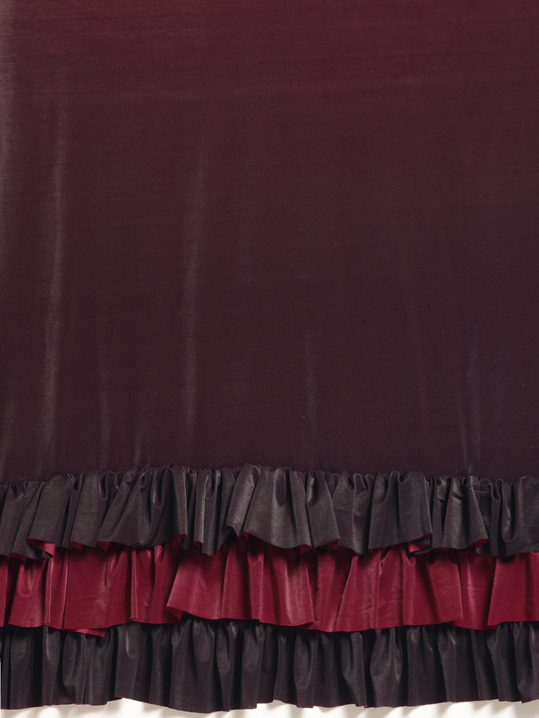 Ruffled Pre-Draped Ombre Lycra Saree with Frills and Velvet Crystal Embellished Blouse