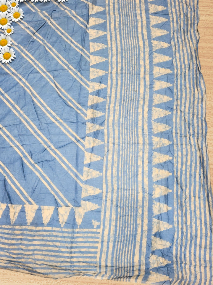 Summer Pastel Suit Dupatta with Tropical Pattern and Zari Resham Embroidered Neck line