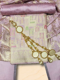 Chhabra 555 Meeanakari Weaving Banarasi Handloom Dress Material with Checked Paisley Motifs