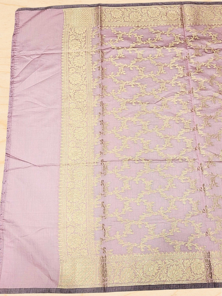 Meeanakari Weaving Banarasi Handloom Dress Material with Checked Paisley Motifs