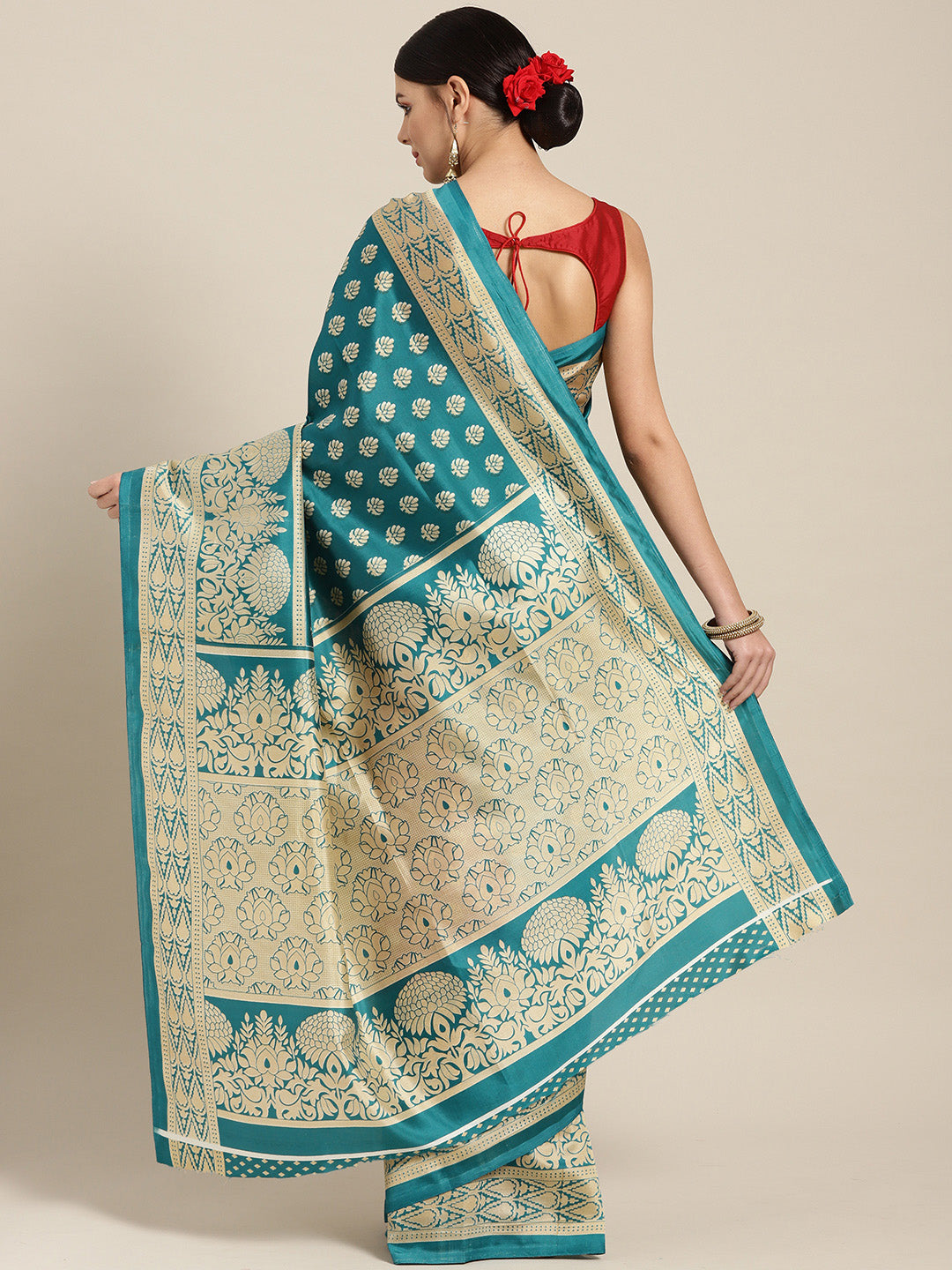 Patola Silk Floral Print Half-And-Half Bhagalpuri Saree