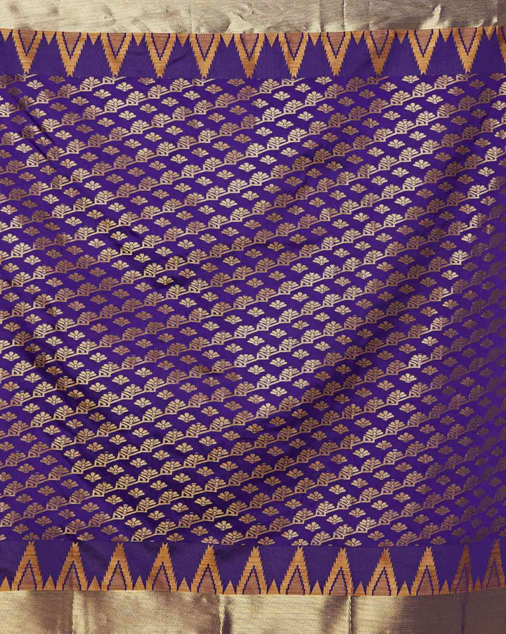 Banarasi Silk  Handloom Saree With Golden Zari Weaving and Ethnic Woven Temple Border