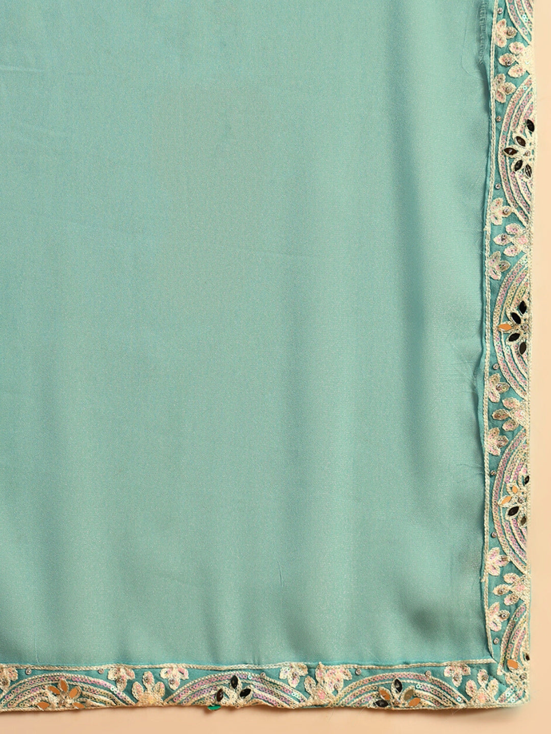 Resham & Sequin Embroidered Kurta Set with Kalidar Pallazo & Crystal Embellishments