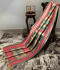 Vibrant Multi-coloured Silk Saree with Traditional Motifs