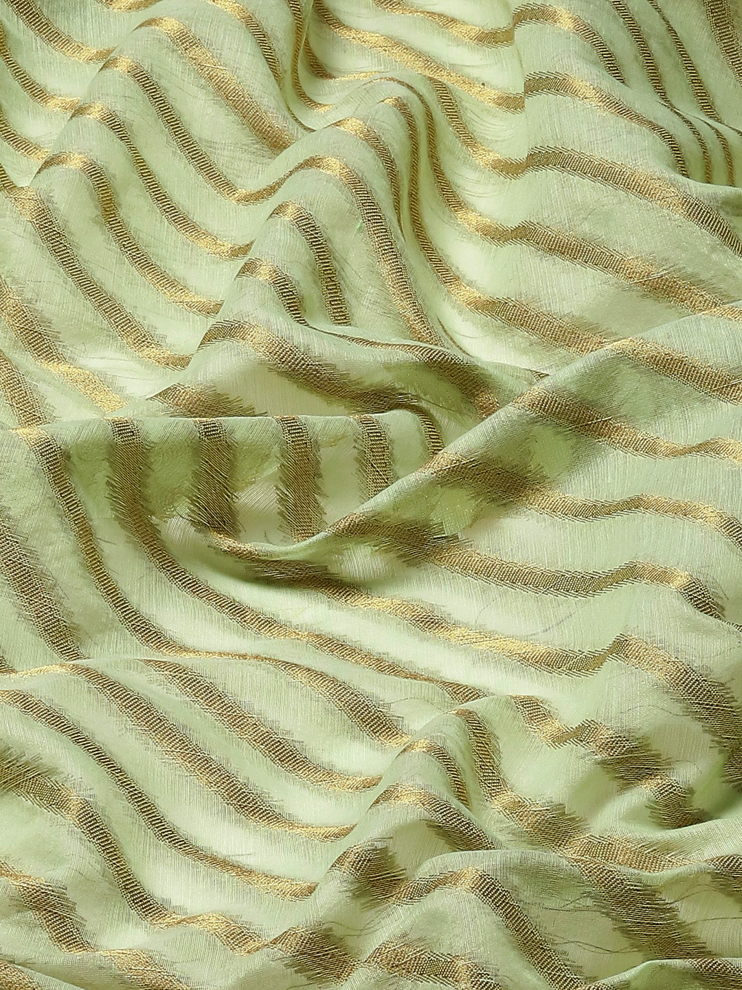 Rose Pink Banarasi Striped Oxidised Gold Zari Woven Chanderi Saree