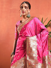 Handloom Banarasi Brocade Handloom Silk saree with Meenakari Weaving, Paisley Border