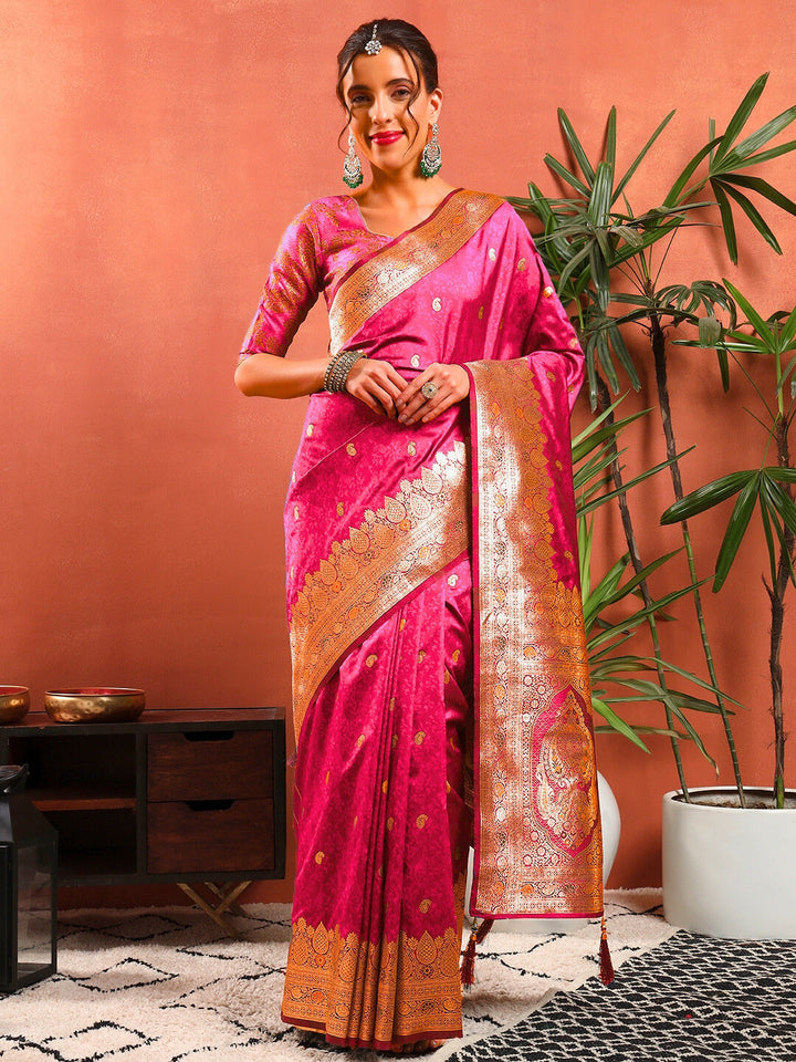 Handloom Banarasi Brocade Handloom Silk saree with Meenakari Weaving, Paisley Border