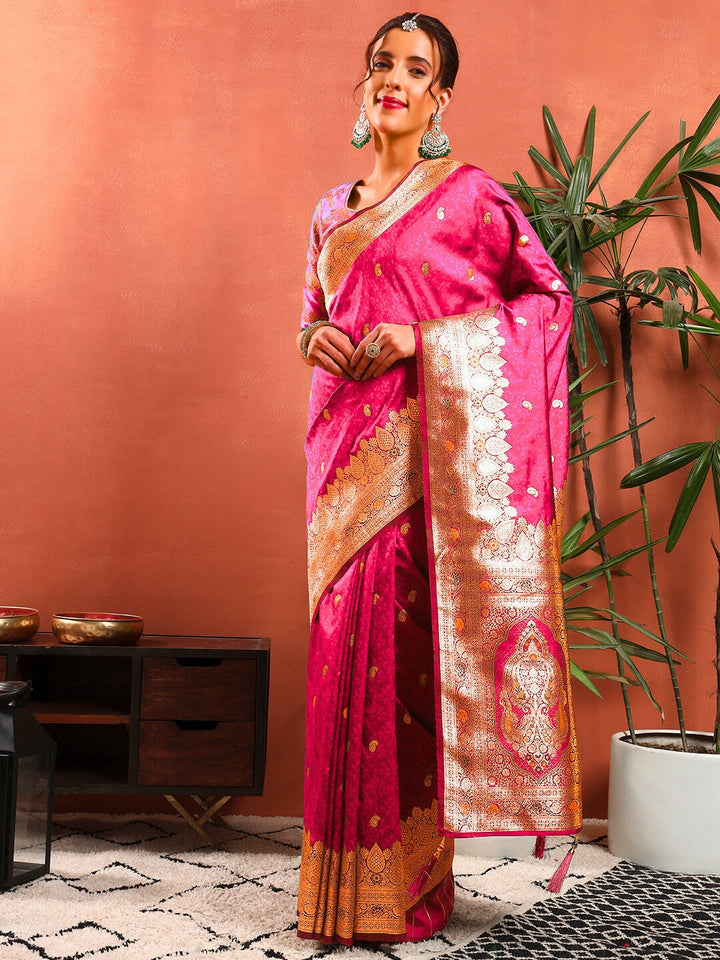 Handloom Banarasi Brocade Handloom Silk saree with Meenakari Weaving, Paisley Border