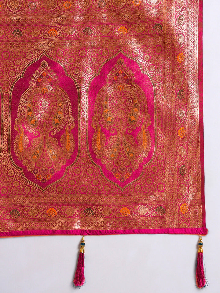 Handloom Banarasi Brocade Handloom Silk saree with Meenakari Weaving, Paisley Border
