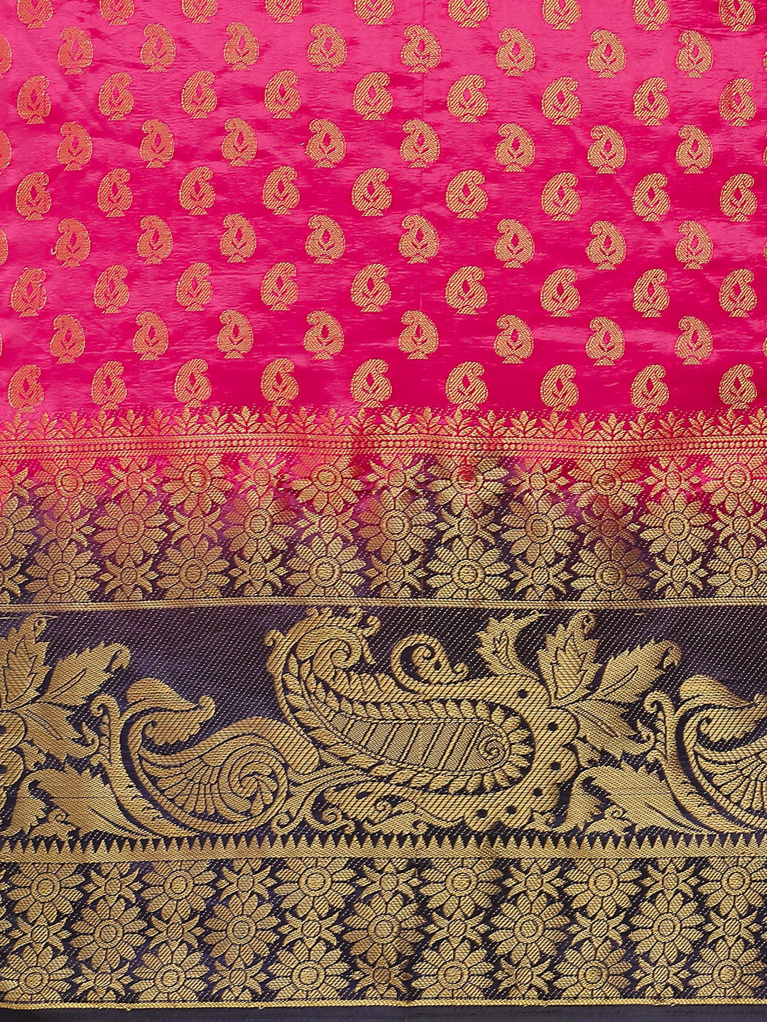 Pink to Blue Ombre Banarasi Georgette Saree With Contrast Blouse