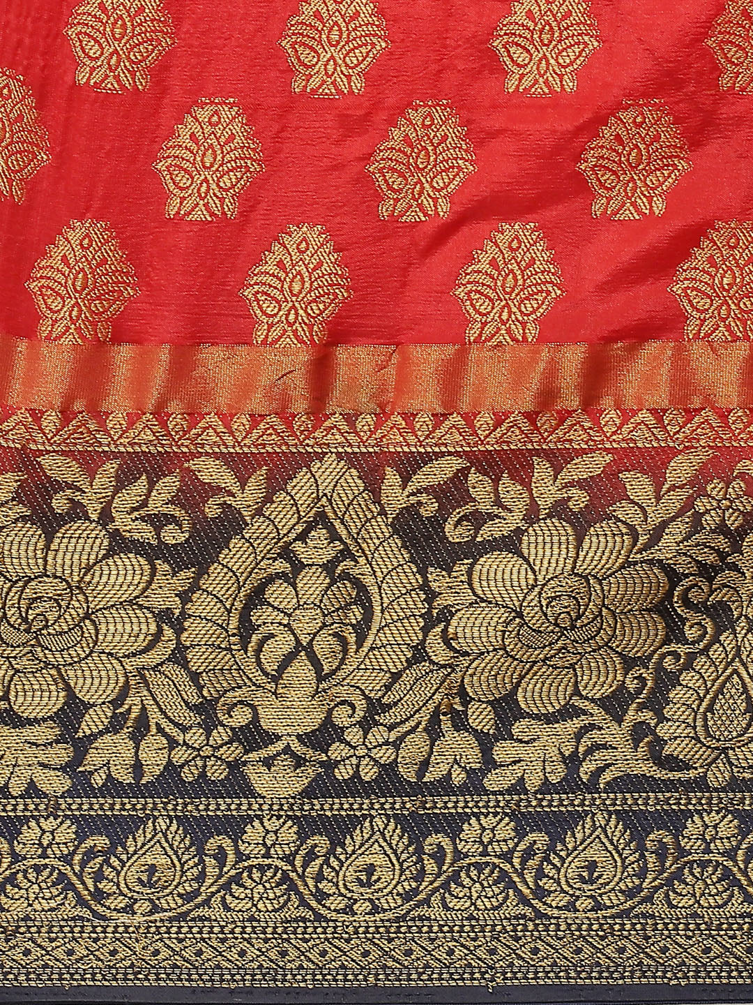 Red to Blue Ombre Banarasi Georgette Saree With Contrast Blouse