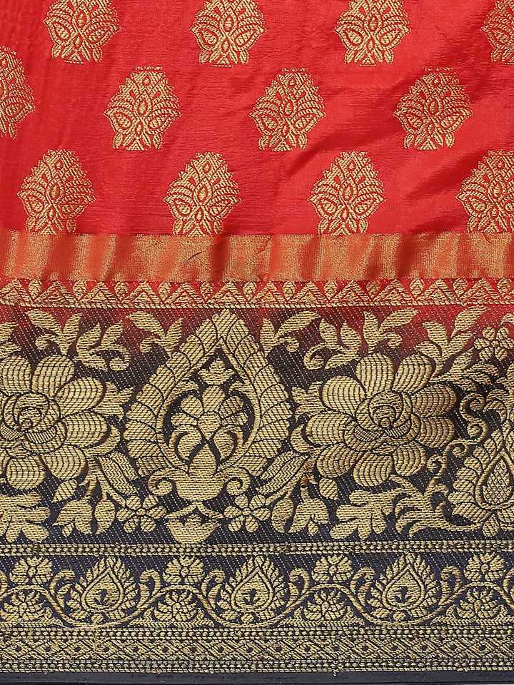 Red to Blue Ombre Banarasi Georgette Saree With Contrast Blouse