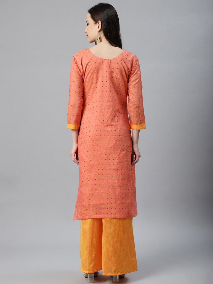 Made To Measure Fusion Woven Kurta Set with Stone Buttons,Tassels & Contrast Pants