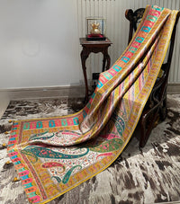 Exquisite Yellow Silk Saree with Rich Embroidery