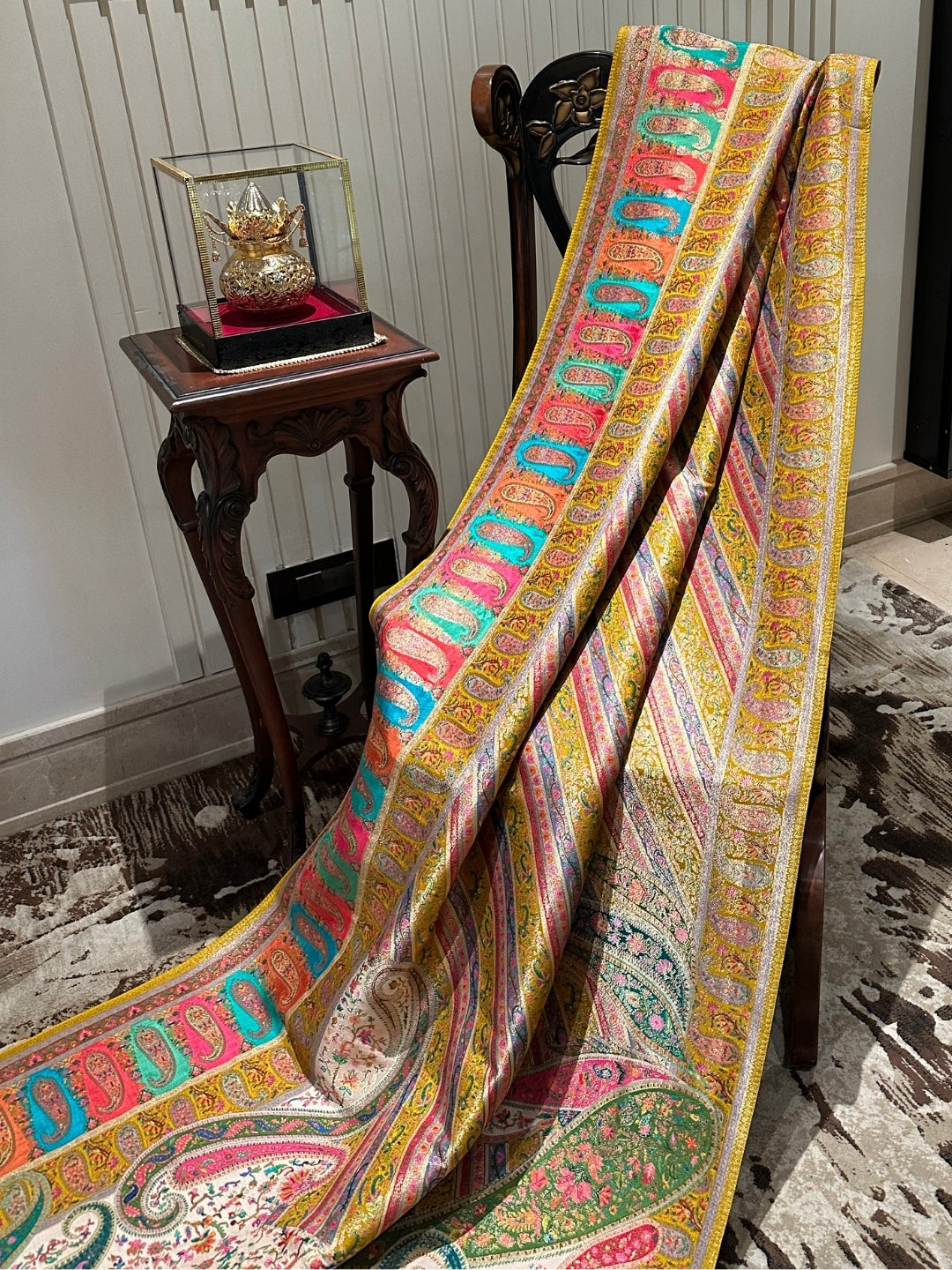 Exquisite Yellow Silk Saree with Rich Embroidery