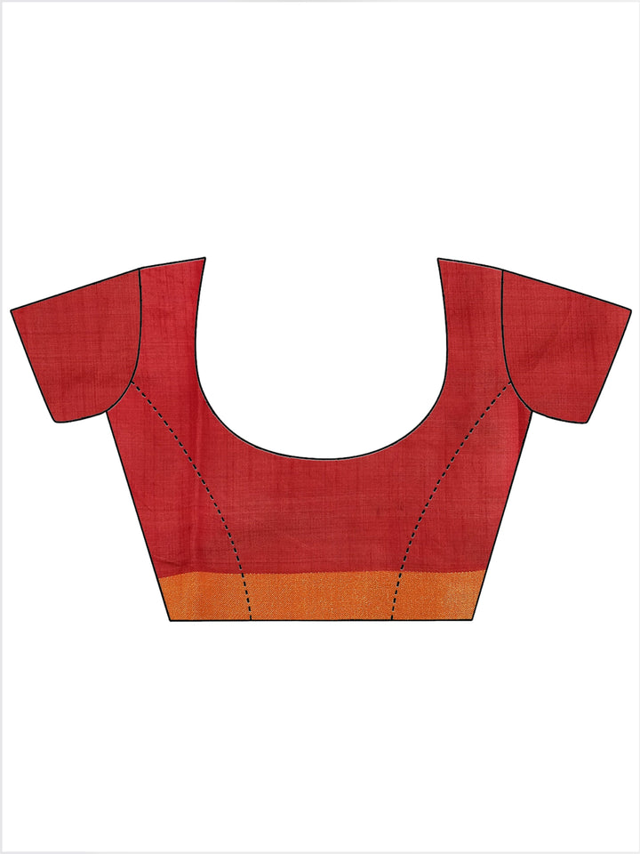 Colorblocked Banarasi Silk Saree with Broad Gold Zari Border