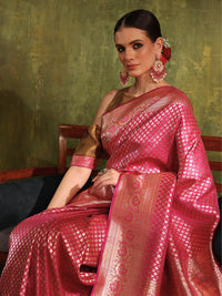 Chhabra 555 Traditional Handloom Banarasi saree with Intricate Zari Weaving & Rich Contrast Border