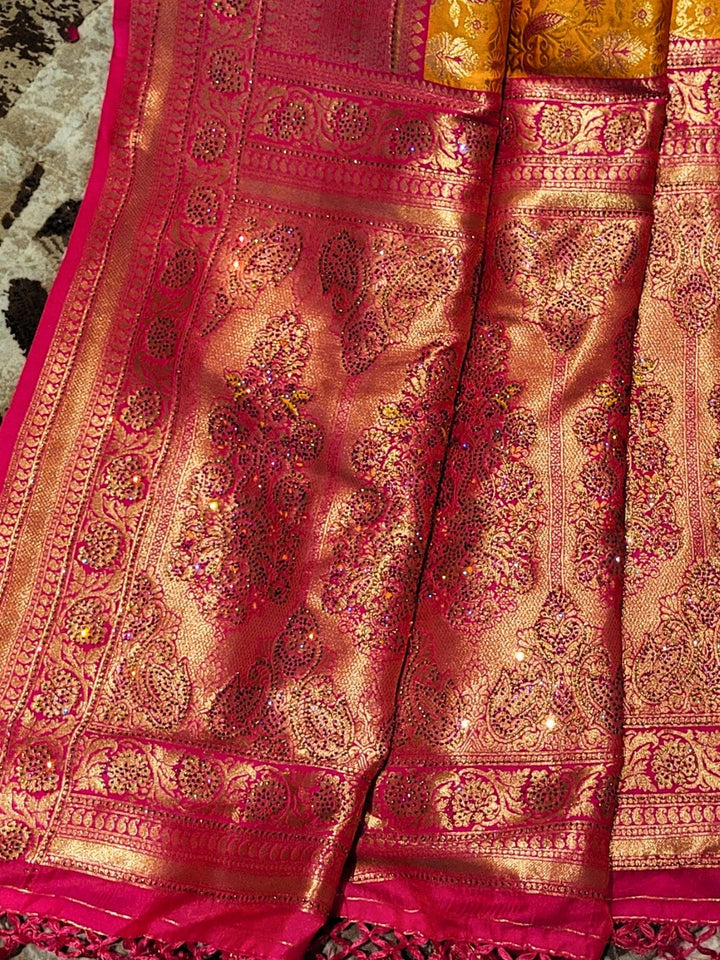 Majestic Maroon and Gold Banarasi Silk Saree