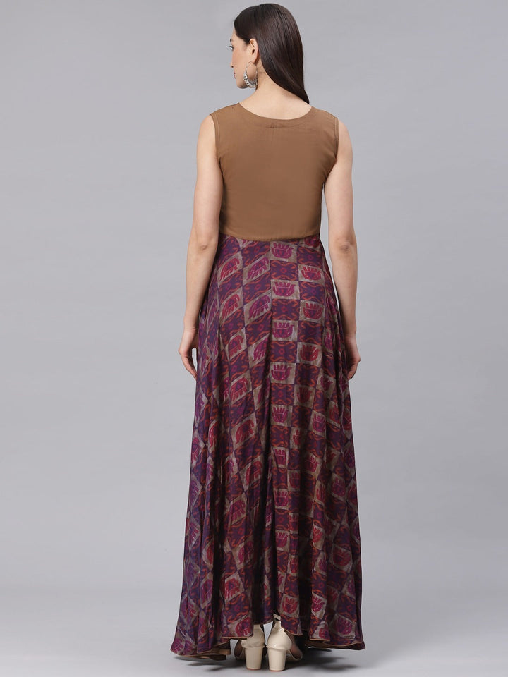 Made to Measure Embroidered Anarkali Gown with Quirky Animal Prints and Wooden Buttons