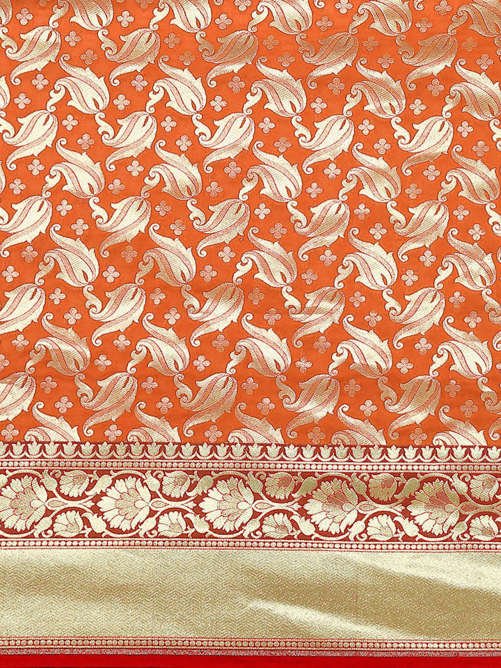 Orange Woven Design Handloom Banarasi Art Silk Saree