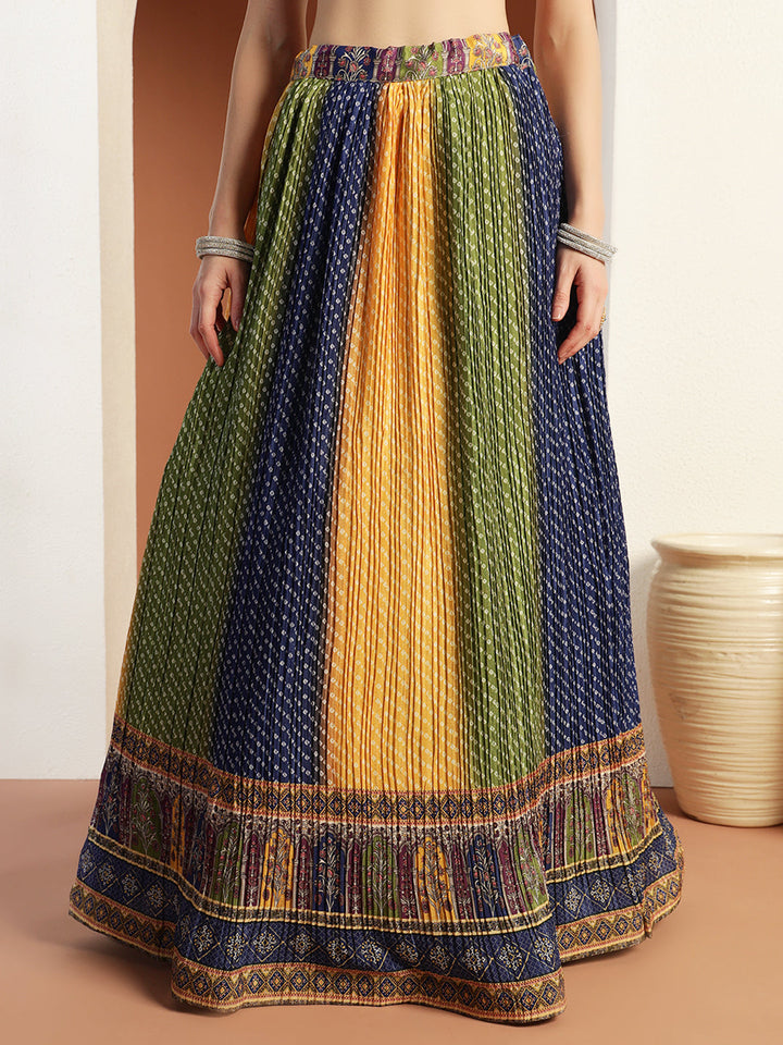 Chhabra 555 Multicolor Ombre Bandhani Lehenga with Embellished Tasseled Choli & Sequinned Dupatta