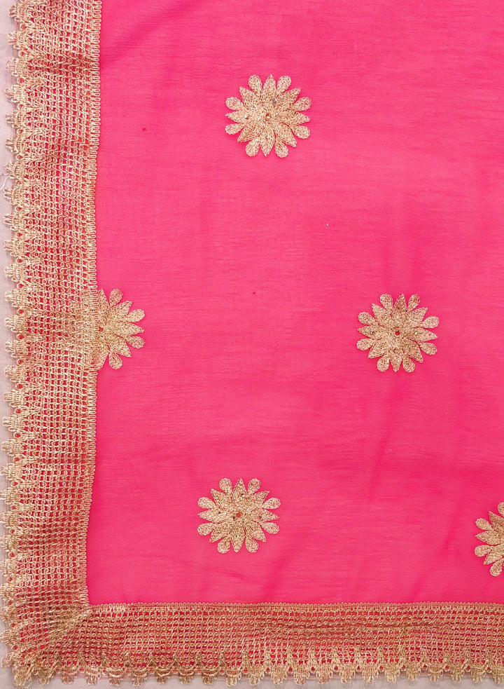 Resham Embroidered work with Golden Border Saree