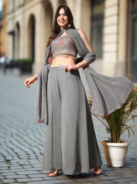 Resham Inspired Co-ord Set with Mirror & Resham Embroidered Jacket