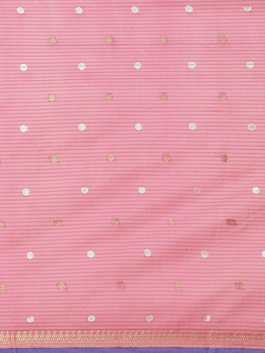 Handloom Chanderi SIlk Saree with Striped print and Gold and Silver Zari weaving