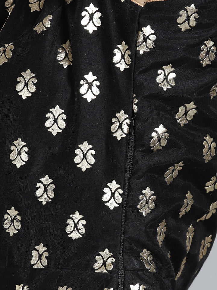 Foil Print Anarkali Suit with Embroidered Dupatta