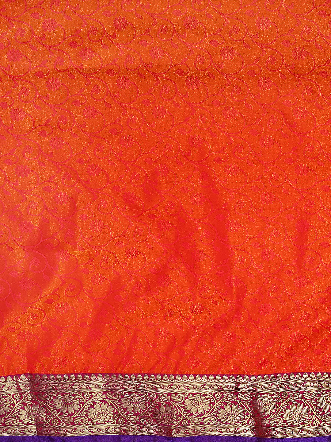 Orange Jamdani Banarasi Silk Saree