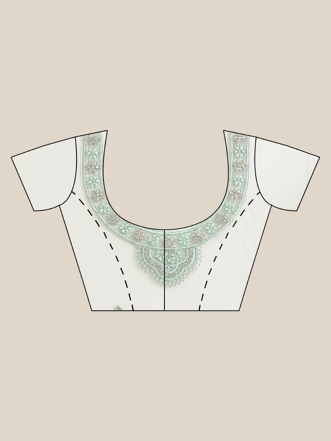 Sea Green Frills & Ruffles Net Saree with Heavy Silver Zari & Resham Embroidery
