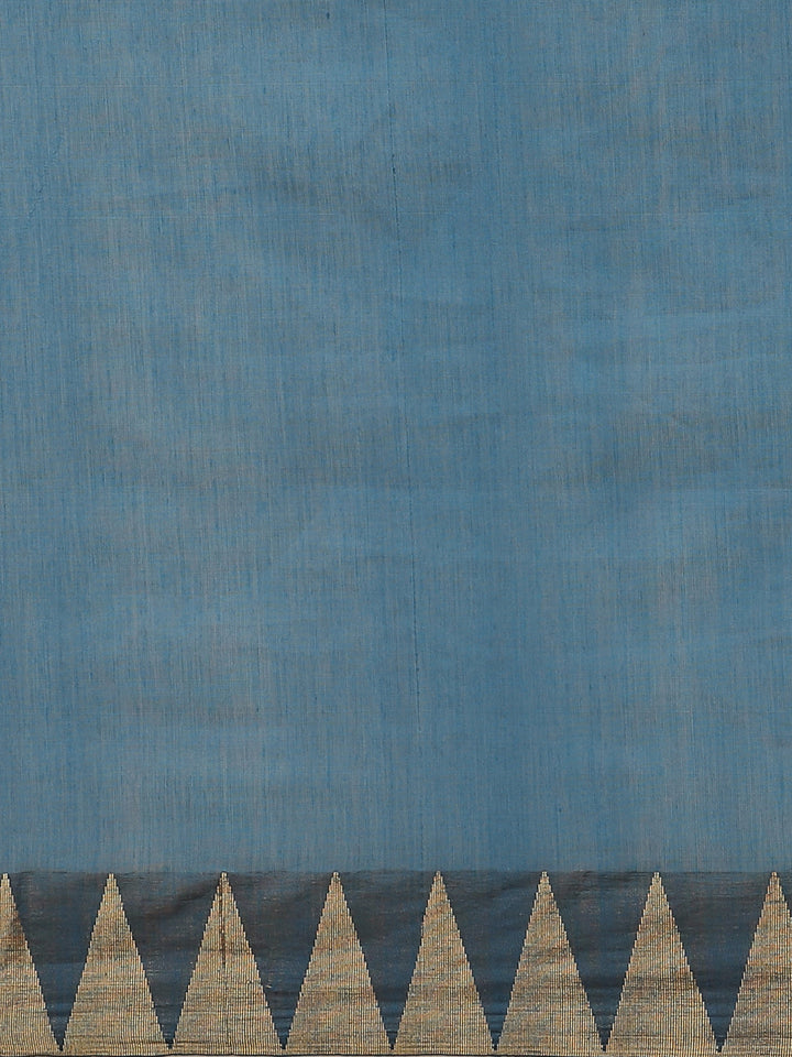 Deep Blue Venkatgiri Heritage of India Saree with Temple Weaving Border & Tassels