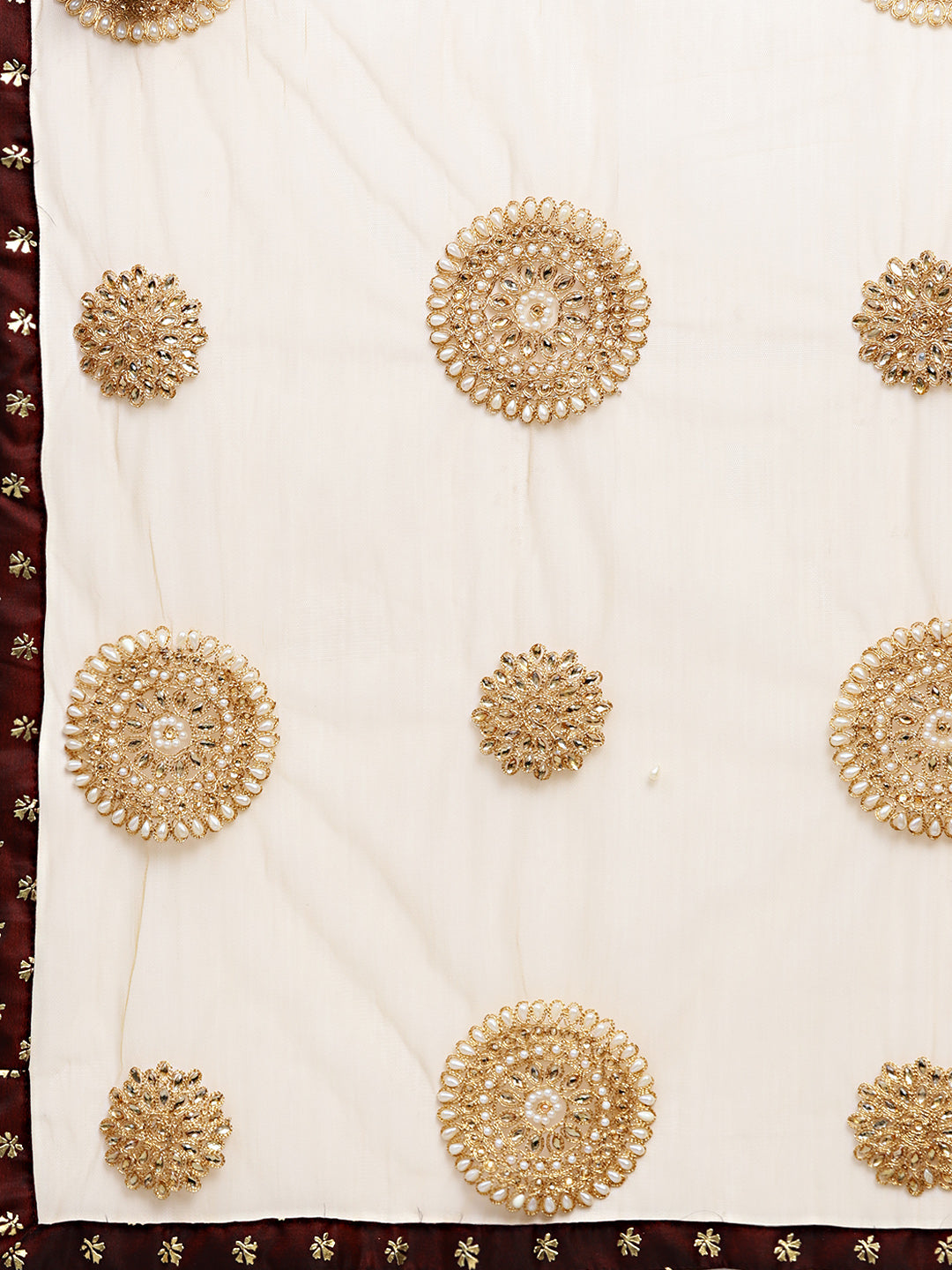Foil Print Gown with Pearl Embroidered Dupatta