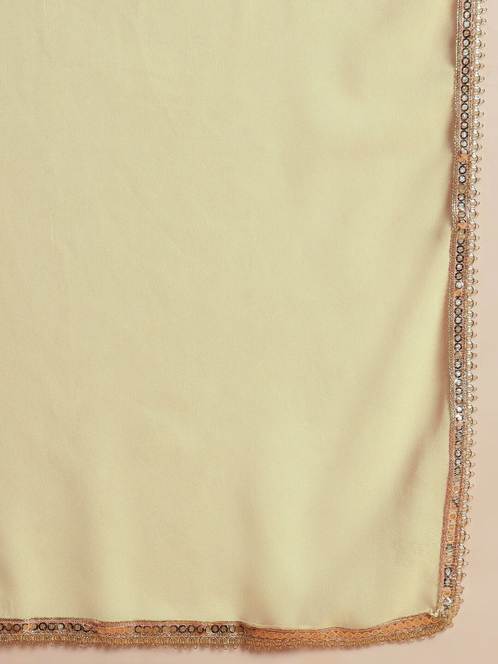 Kantha Thread Embroidered Kurta Set with Mirror Embellishments & Afghani Salwar
