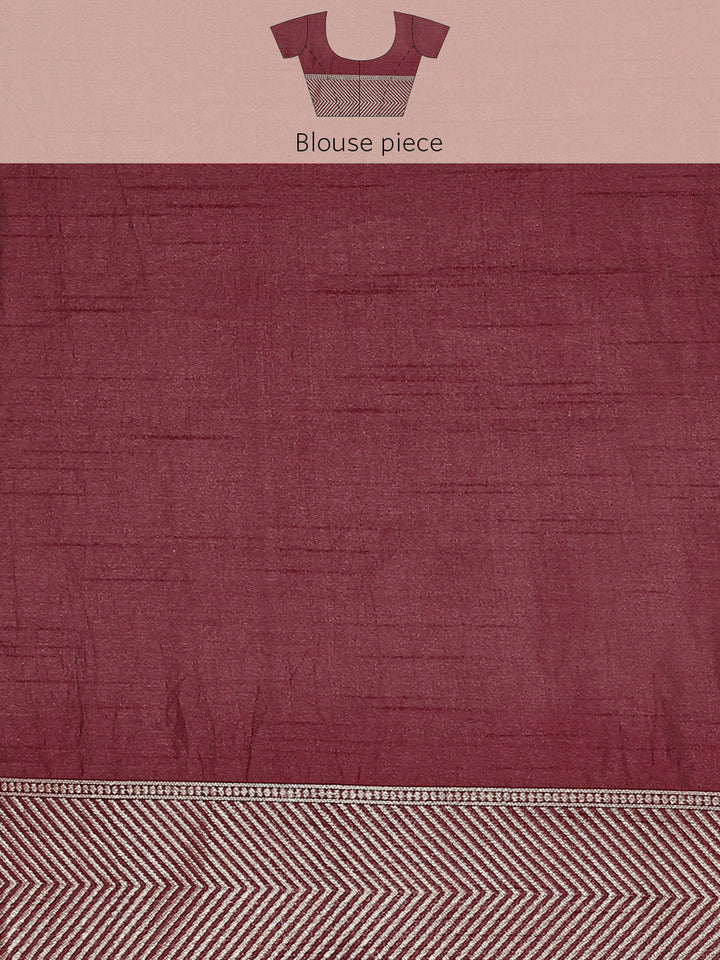 Burgundy Gold Zari & Crystal Embellished Chanderi Traditional Saree