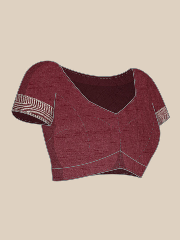 Burgundy Gold Zari & Crystal Embellished Chanderi Traditional Saree