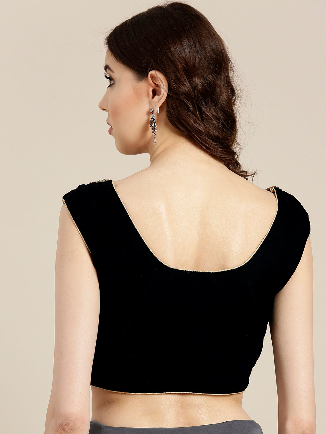 Draped Ruffled Pre-stitched Saree with Embellished Sequinned Crop Top Blouse